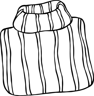 Fall Reading Autumn Bookish Outline, Line Art of Striped Turtleneck Sweater