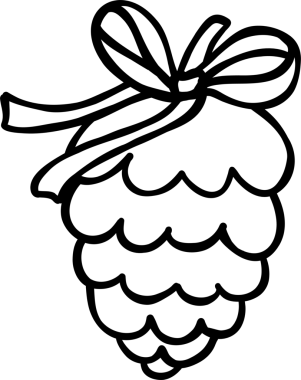 Pinecone with Ribbon Illustration Outline