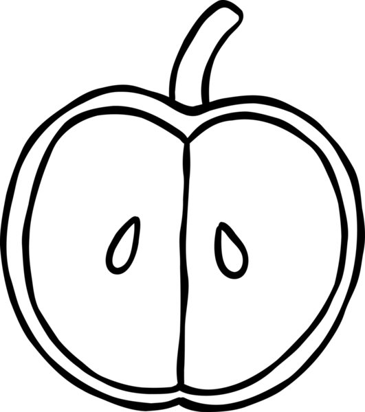 Illustration of Apple Slice With Seeds Outline