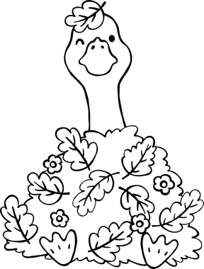 Sonbahar Yaprakları Yığını Şaşkın Kaz Çizgi Filmi Çizgi El Siyah ve Beyaz Çizildi