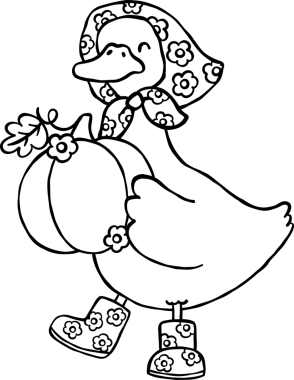 Sonbahar Şapşal Kaz Kaz Kuklaları Sonbahar Yaprak Yaprakları Çizgi Filmi El Çizimi Siyah ve Beyaz