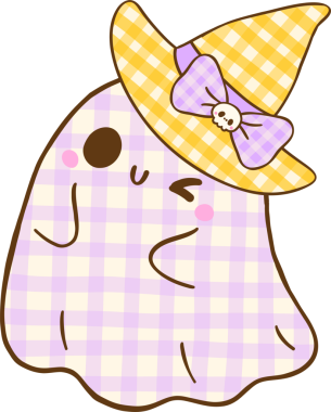 Sevimli Coquette Gingham Cadılar Bayramı Hayaleti Damalı Cadı Şapkası Çizimi Eli