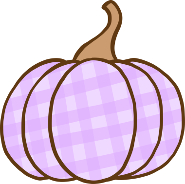 Sevimli Coquette Gingham Damalı Mor Balkabağı Çizim Elleri