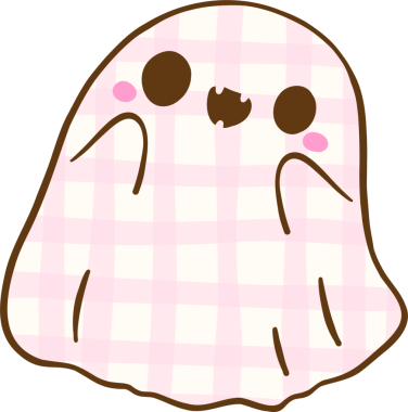 Tatlı Coquette Gingham Cadılar Bayramı, Kawaii Damalı Pastel Pembe Hayalet El Çizimi