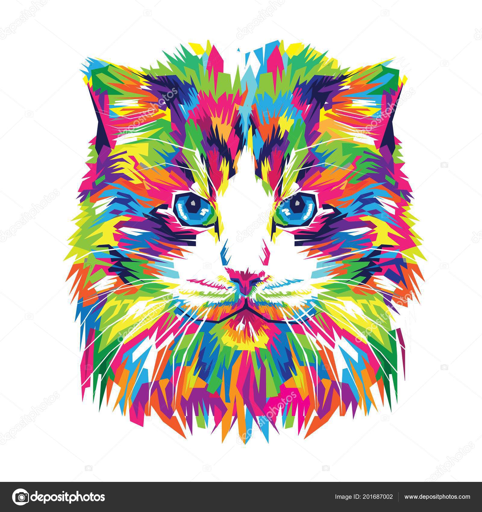 Adorable Colorful Cat Illustration Cat Vector Cat Art Cat Drawing Stock
