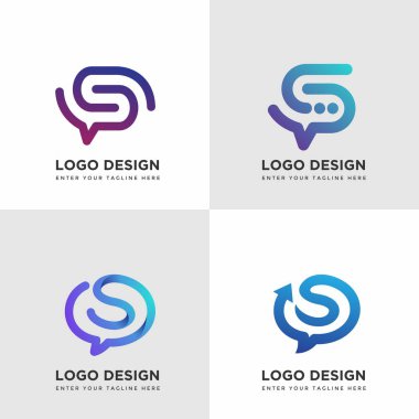  Modern S sohbet Logo Şablonlar. Logo toplama. Logo koymak. Yaratıcı Logo tasarımı