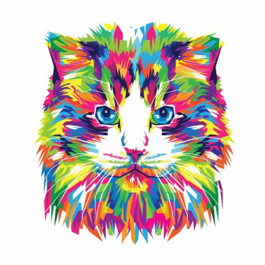 Çok güzel renkli kedi illüstrasyon. Kedi vektör. Kedi sanat. Kedi çizim