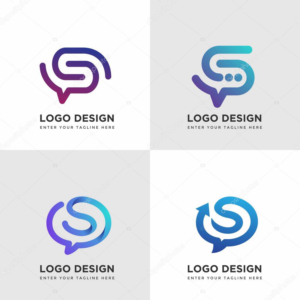 Modern S Chat Logo Templates. Logo Collection. Logo Set. Creative Logo Design