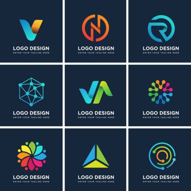 Modern Logo tasarım şablonları koleksiyonu