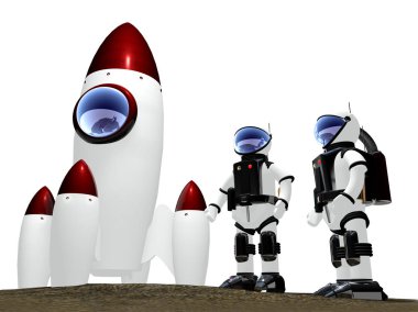 Astronotlar tarafsız arka plan, 3d render Ay'da üzerinde