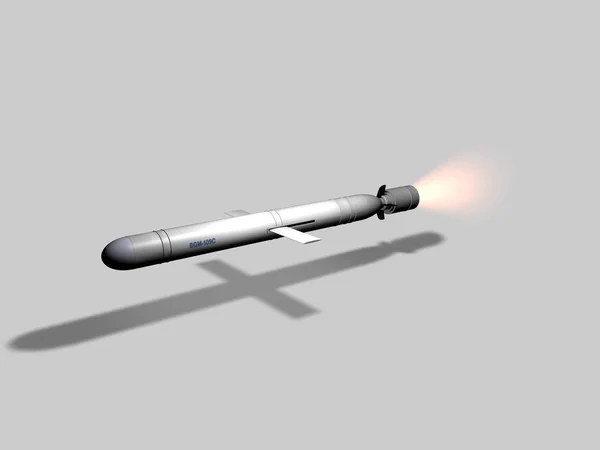 Cruise Missile Flug Auf Grauem Hintergrund Rendering — Stockfoto