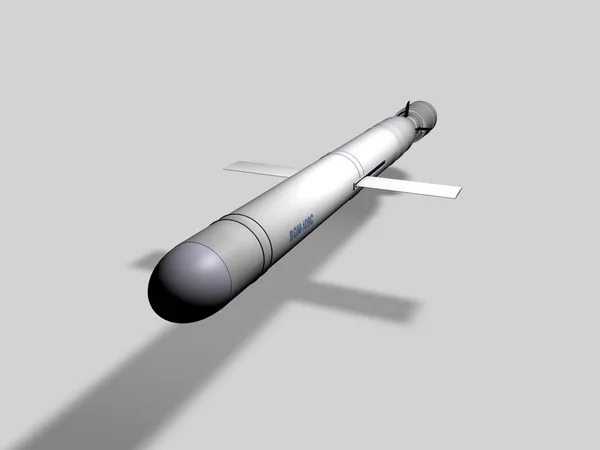Cruise Missile Locie Szarym Tle Renderowania — Zdjęcie stockowe