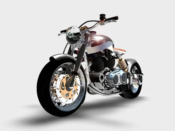Голый Хромированный Мотоцикл Нейтральном Фоне Рендеринг — стоковое фото
