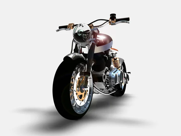 Naked Chrome Motorcycle Neutral Background Rendering — Stock Photo, Image