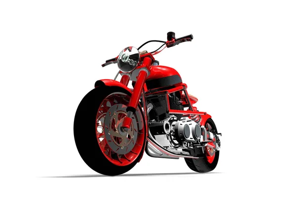 Motocicleta Roja Desnuda Sobre Fondo Blanco Representación — Foto de Stock