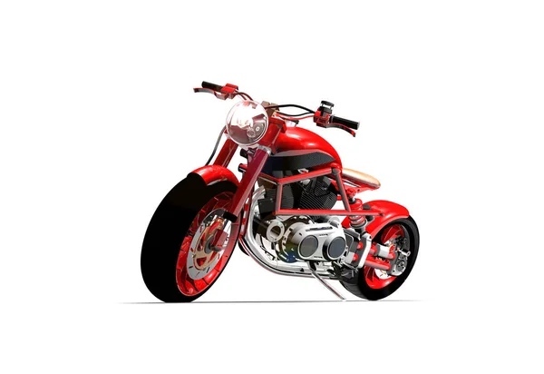 Голый Красный Мотоцикл Белом Фоне Рендеринг — стоковое фото