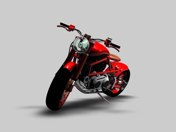 Motocicleta Roja Desnuda Sobre Fondo Blanco Representación — Foto de Stock