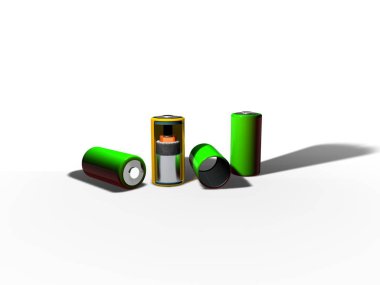 Pil iç elemanları, 3d render manzaralı