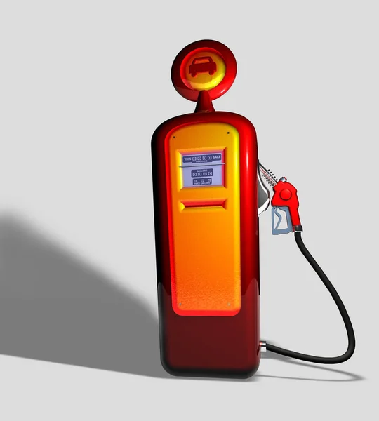 Červená Benzinová Pumpa Bílém Pozadí Vykreslování — Stock fotografie