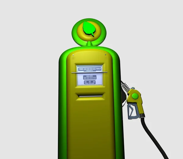 Grüne Benzinpumpe Auf Weißem Hintergrund Rendering — Stockfoto