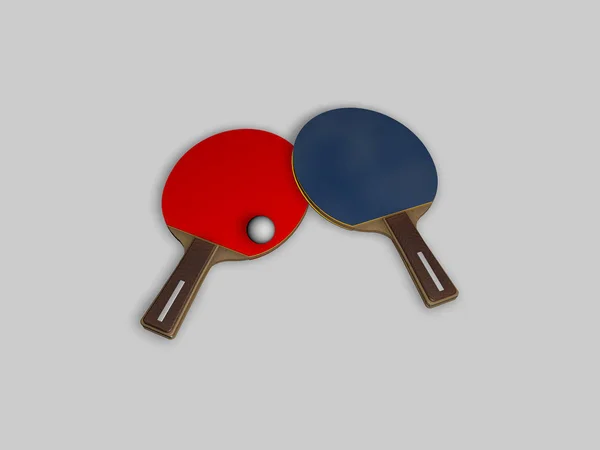 Raquettes Ping Pong Avec Bille Sur Fond Neutre Rendu — Photo