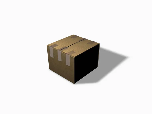 白い背景 3Dレンダリングの閉じたカートンボックス — ストック写真
