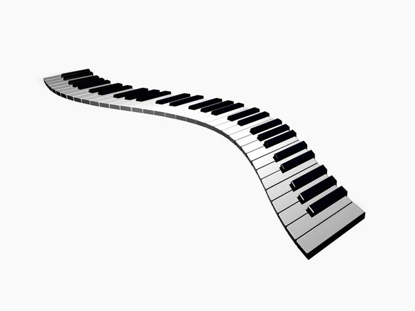 Vågig Piano Tangentbord Vit Bakgrund Rendering — Stockfoto