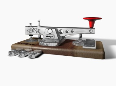 Telekomünikasyon tarafsız bir arka planda 3d render için eski metal telgraf