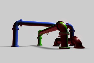 Nötr bir arka plan üzerinde renkli tüpler, 3d render