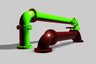 Nötr bir arka plan üzerinde renkli tüpler, 3d render