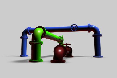 Nötr bir arka plan üzerinde renkli tüpler, 3d render