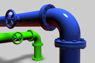 Nötr bir arka plan üzerinde renkli tüpler, 3d render