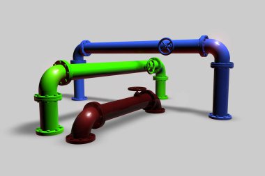 Nötr bir arka plan üzerinde renkli tüpler, 3d render