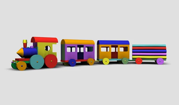 Colorful Toy Train Neutral Background Rendering — Stock Photo, Image