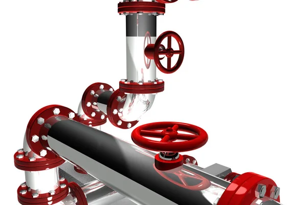 Хромированные Гидравлические Трубы Нейтральном Фоне Рендеринг — стоковое фото