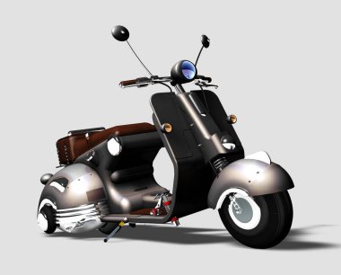 Eski motorla gri nötr bir arka plan, 3d render