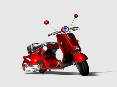 Tarafsız bir arka planda 3d render kırmızı scooter