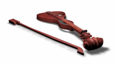 Tarafsız bir arka planda 3d işleme modern ahşap keman