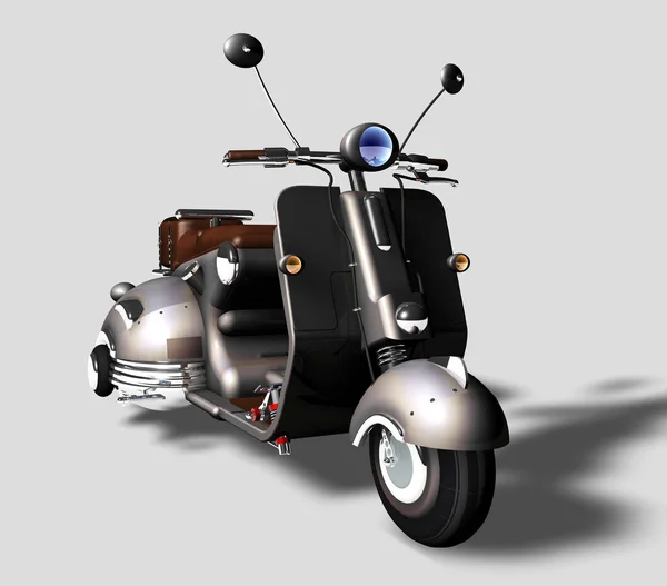 Cinza Scooter Velho Fundo Neutro Renderização — Fotografia de Stock