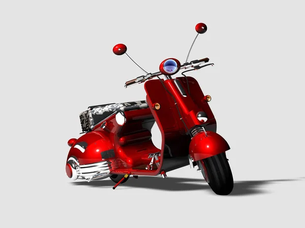 Scooter Rouge Sur Fond Neutre Rendu — Photo