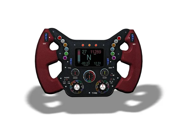 Steering Wheel Formula One White Background Rendering — Stock Photo, Image