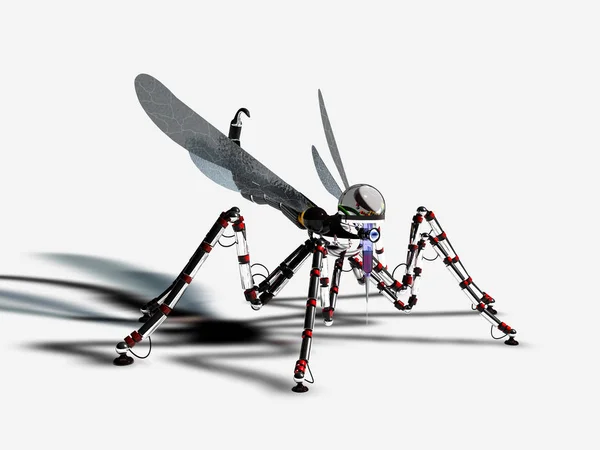 Cyborg Sivrisinek Tarafsız Bir Arka Planda Render — Stok fotoğraf