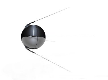 Rus uydusu Sputnik beyaz arka planda, 3d render