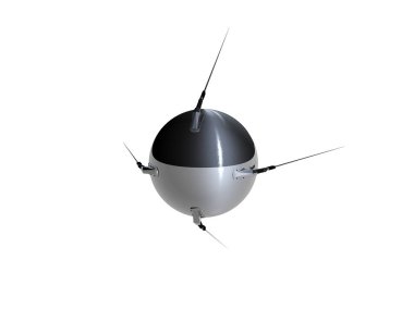 Rus uydusu Sputnik beyaz arka planda, 3d render