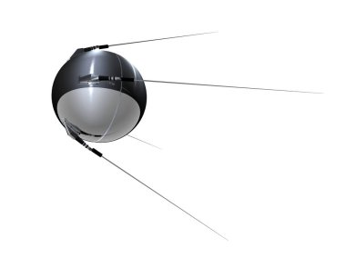 Rus uydusu Sputnik beyaz arka planda, 3d render