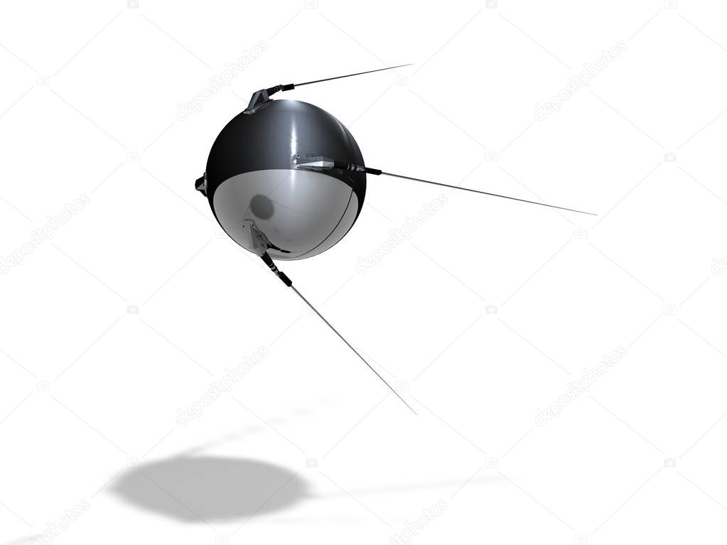 Russian satellite Sputnik on white background, 3d rendering