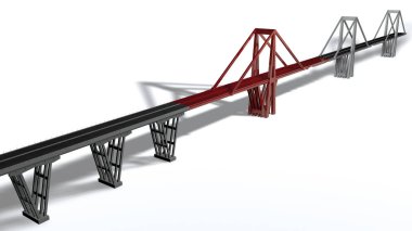 3D model of Morandi Bridge, Genoa, Italy, 3D rendering, Illustration clipart
