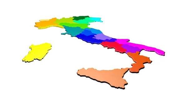 Mappa Dell Italia Con Regioni Colorate Sfondo Neutro Rendering — Foto Stock