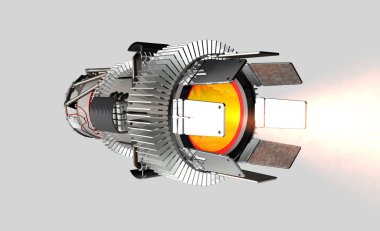 Jet motoru, nötr arka plan, 3d render