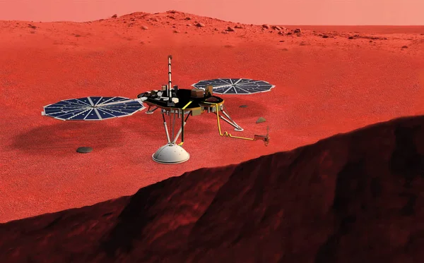 Satélite Insight Pousou Mars Renderização — Fotografia de Stock